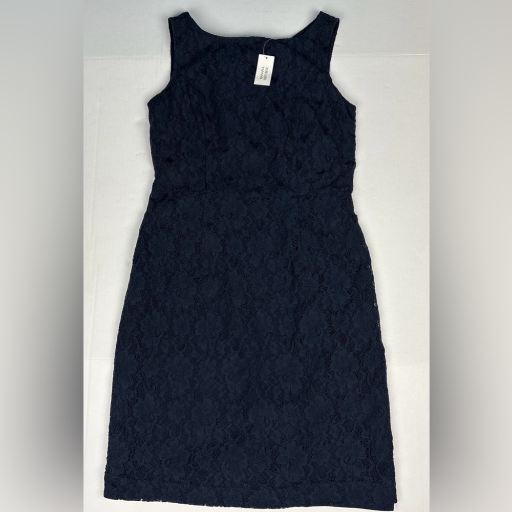 Banana Republic Women Size 4 Dress New Tags Navy Blue Lace Sleeveless Sheath